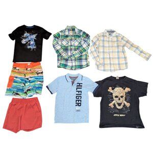 Huge Lot 7 Boys Long Sleeve Button Polo Shirt Tee Tops Swim Trunks Shorts 6/7